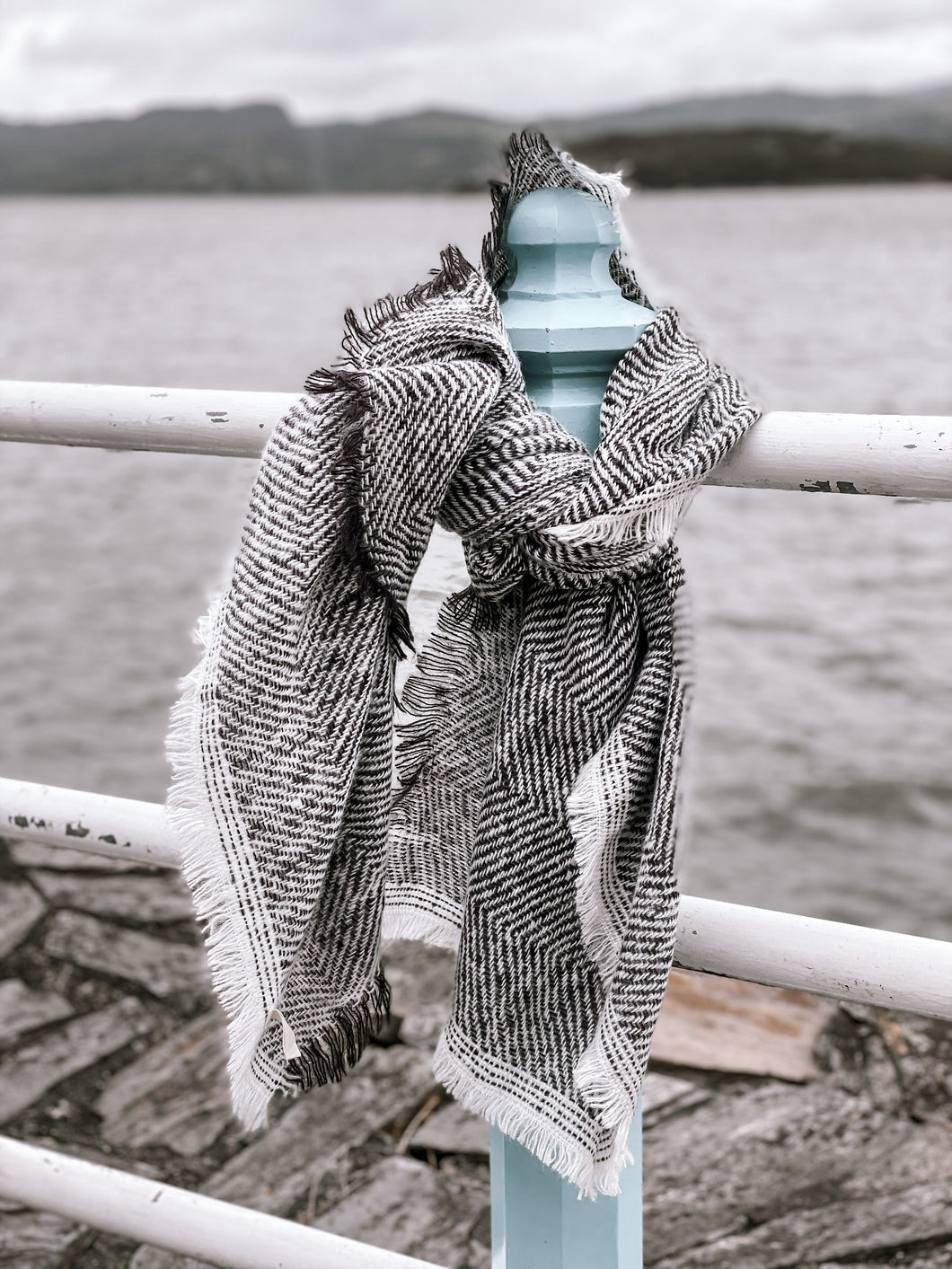 Herringbone Weave Scarf - Grey