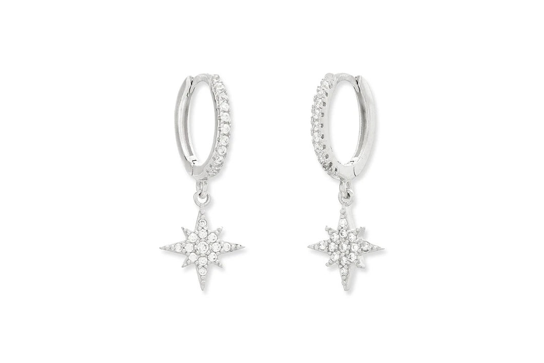 Cohan Silver Hoop Star Earrings